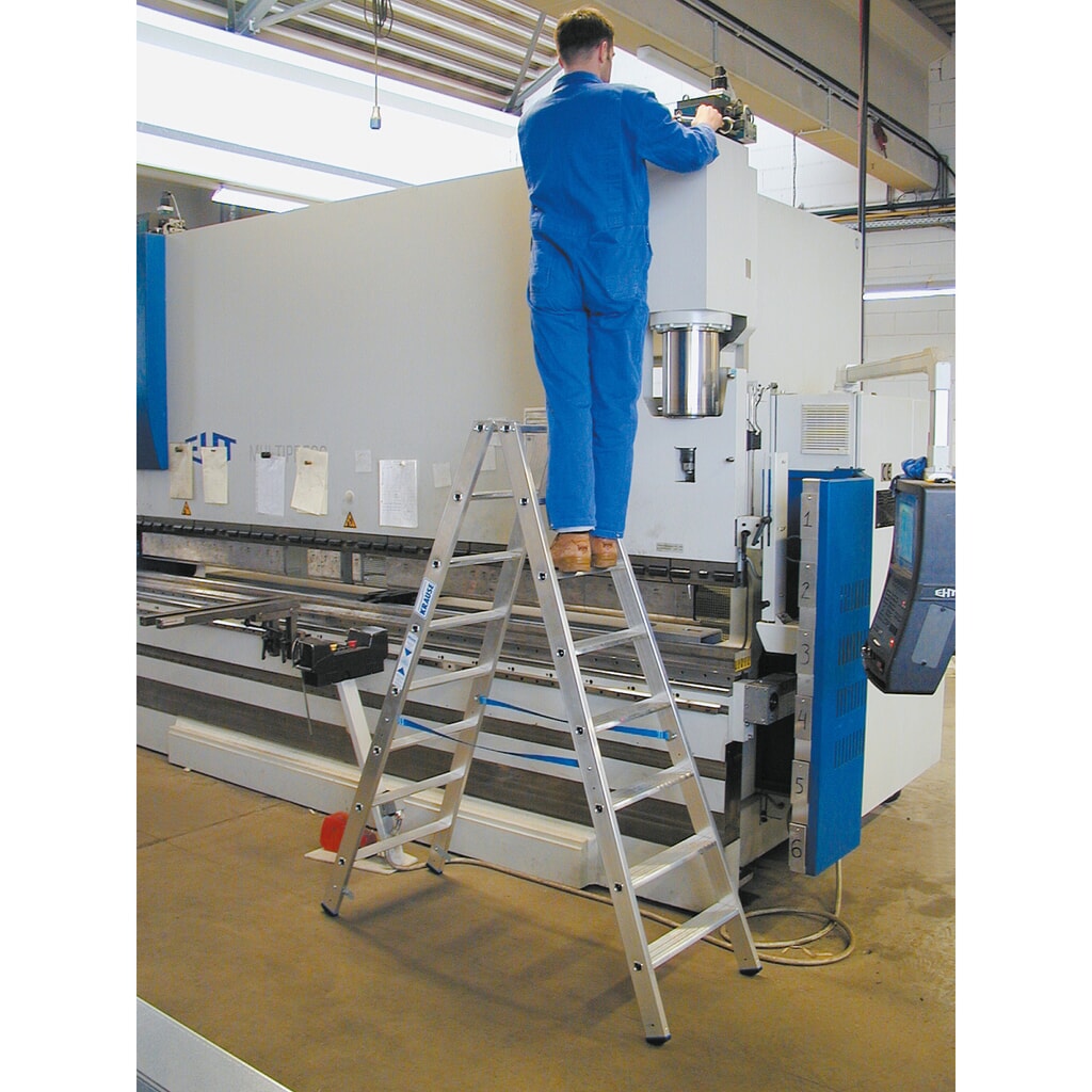 Trapladder KRAUSE®, 2-zijdig oploopbaar, ultrasterk geflenste verbindingen van aluminium, stahoogte 0,70 m Product afbeelding: Trapladder KRAUSE®, 2-zijdig oploopbaar, ultrasterk geflenste verbindingen van aluminium, stahoogte 0,70 m