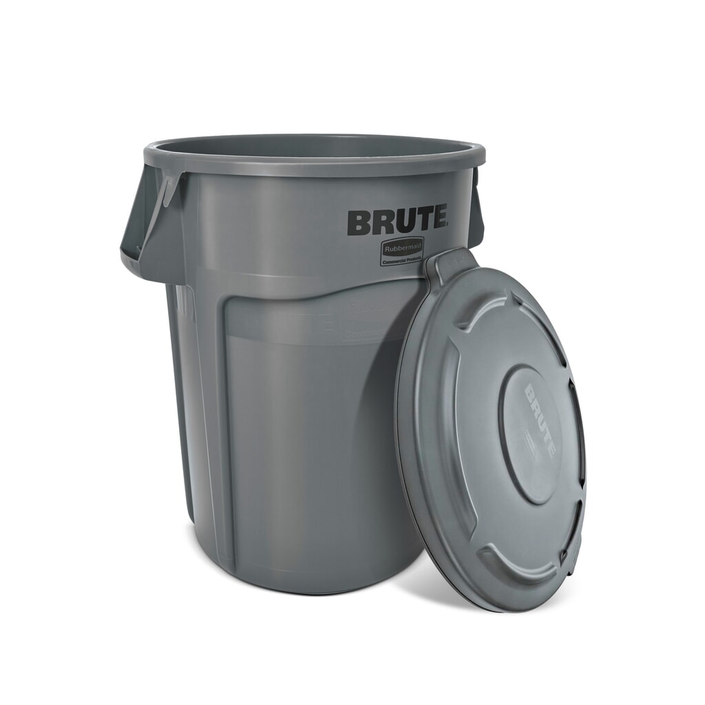 Universele container Rubbermaid®, kunststof, rond, 76 liter, grijs Product afbeelding: Universele container Rubbermaid®, kunststof, rond, 76 liter, grijs