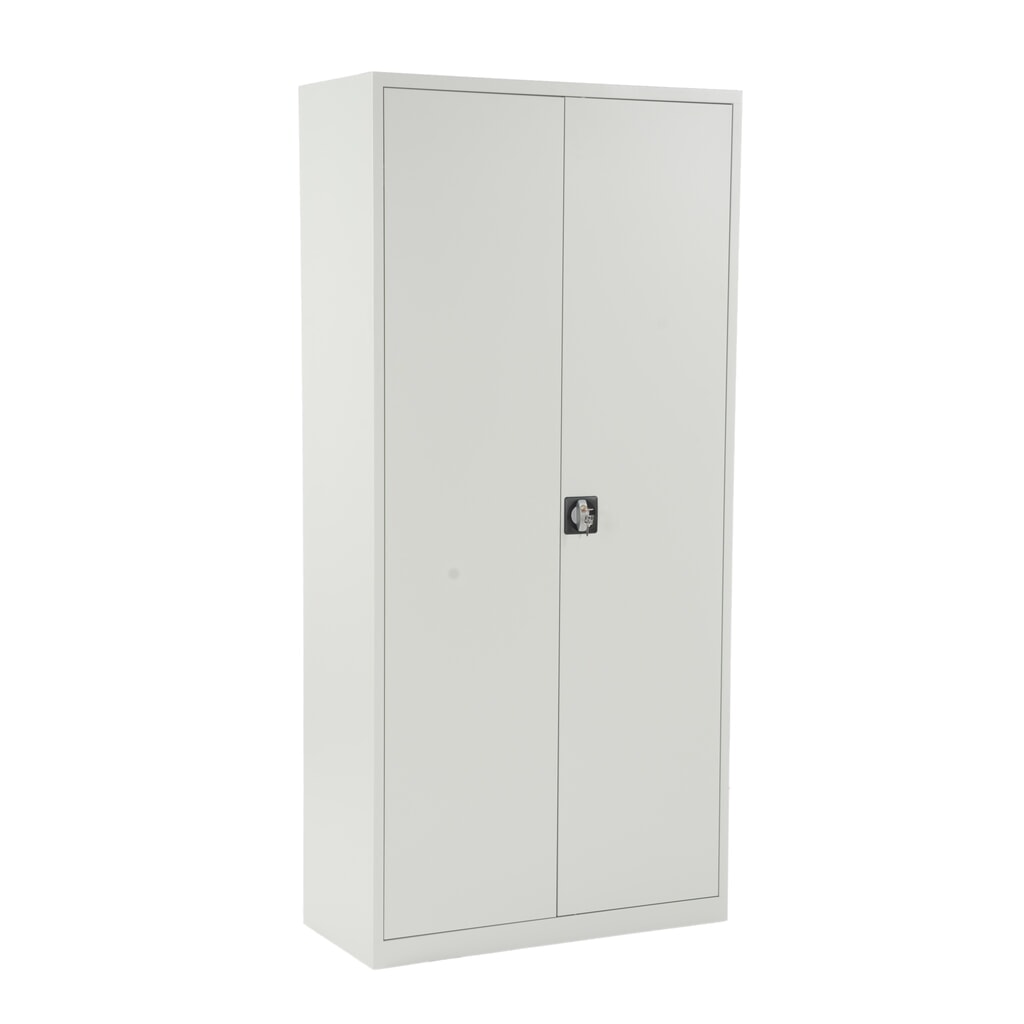 Universele kast HEMMDAL HUS-1, cilinderslot voor draaivergrendeling, 4,5 OH, hxbxd 1800 x 800 x 380 mm, verzinkte legborden, lichtgrijs Product afbeelding: Universele kast HEMMDAL HUS-1, cilinderslot voor draaivergrendeling, 4,5 OH, hxbxd 1800 x 800 x 380 mm, verzinkte legborden, lichtgrijs