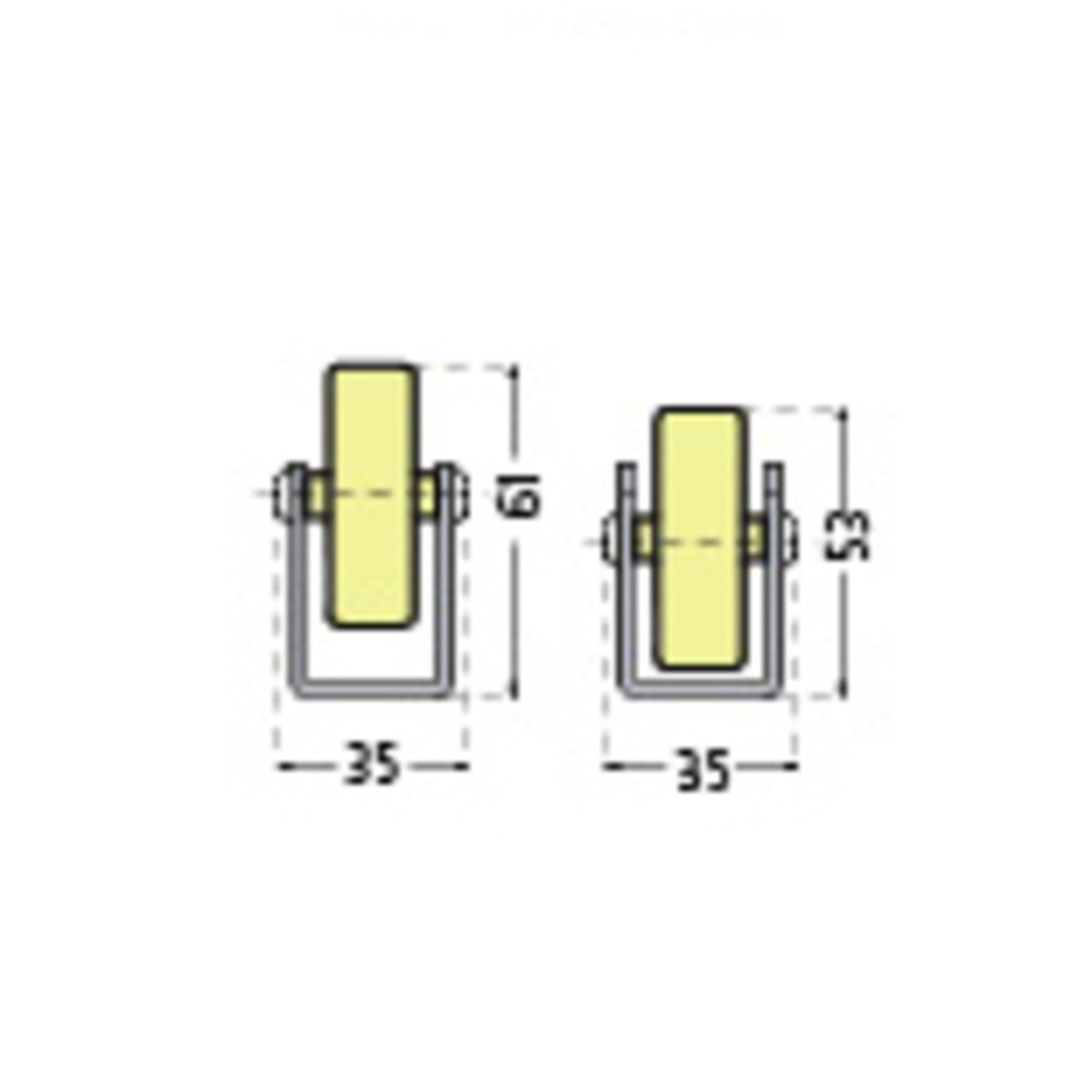 Productafbeelding nr. 2: Universele rollenrail, kunststof rollen, verdeling 100 mm, cap. per rol 10 kg