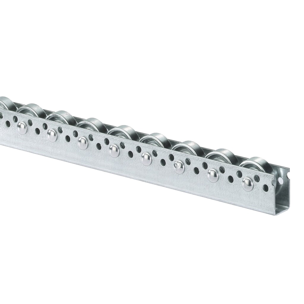 Product afbeelding: Universele rollenrail, stalen rollen, verdeling 100 mm, cap. per rol 20 kg