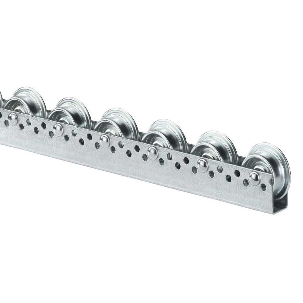 Product afbeelding: Universele rollenrail, stalen rollen, met spoorkrans, verdeling 100 mm, cap. per rol 20 kg