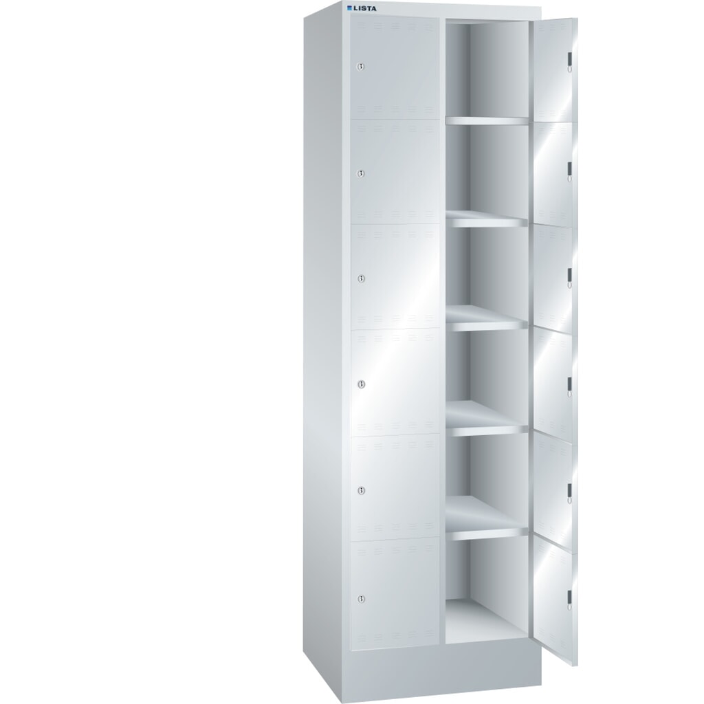 Vakkenkast LISTA, (bxdxh) 610x500x1995 mm, 2x6 vakken, cilinderslot Product afbeelding: Vakkenkast LISTA, (bxdxh) 610x500x1995 mm, 2x6 vakken, cilinderslot