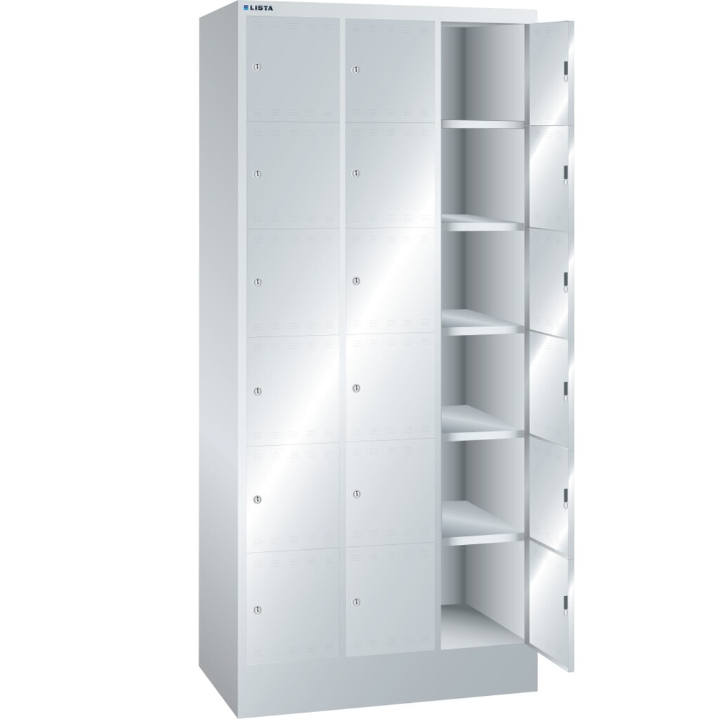 Vakkenkast LISTA, (bxdxh) 905x500x1995 mm, 3x6 vakken, slot Product afbeelding: Vakkenkast LISTA, (bxdxh) 905x500x1995 mm, 3x6 vakken, slot