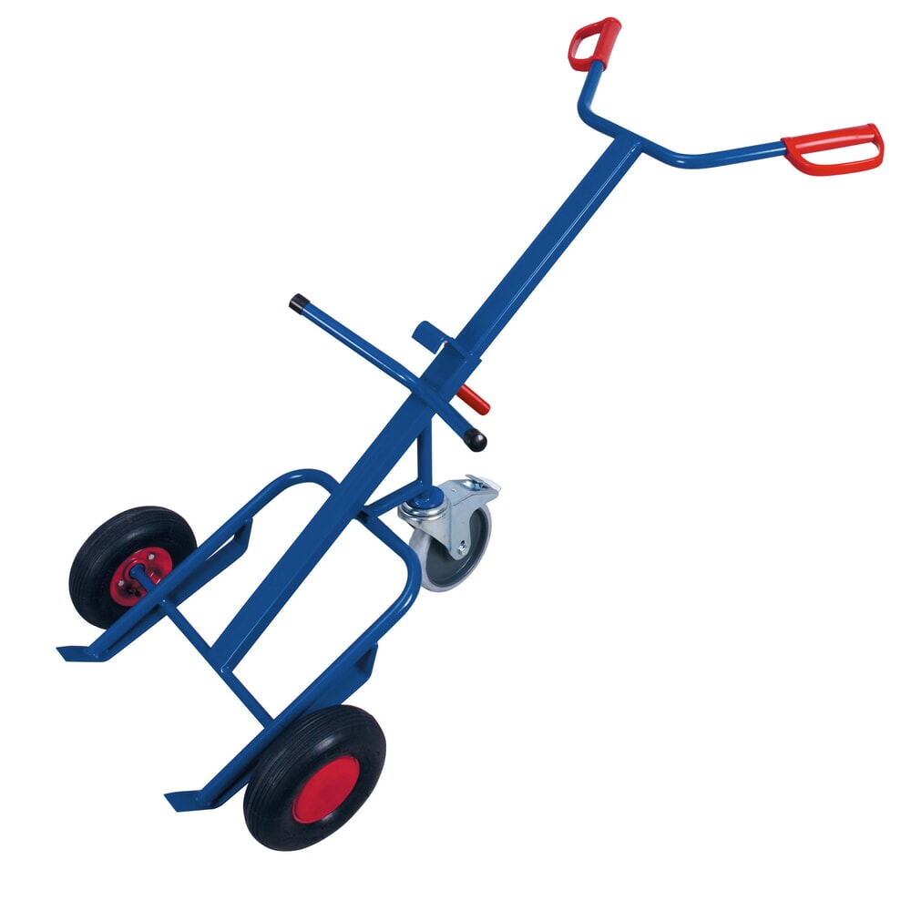 VARIOfit® Fass-Sackkarre aus Stahl, Tragkraft 250 kg, Luft-Bereifung, Stützrad, enzianblau Product afbeelding: VARIOfit® Fass-Sackkarre aus Stahl, Tragkraft 250 kg, Luft-Bereifung, Stützrad, enzianblau