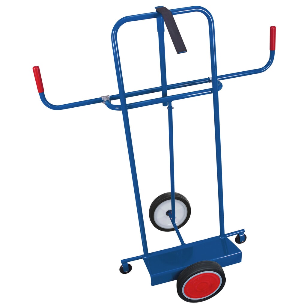 Productafbeelding nr. 1: VARIOfit® platen-steekwagen van staal, draagvermogen 250 kg, met variabele plaatbeveiliging, steunwielen, schep BxD 500 x 200 mm, volrubberen banden, gentiaanblauw