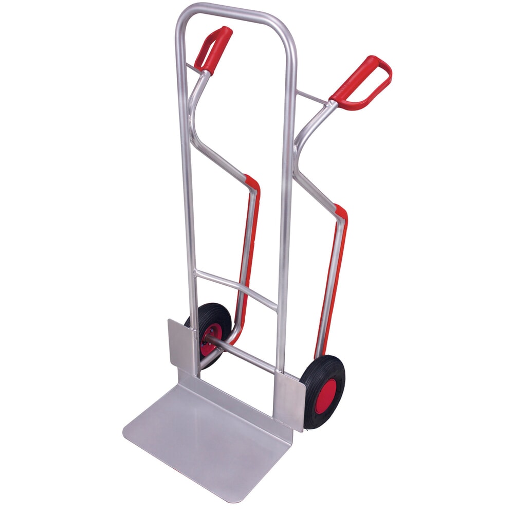 Product afbeelding: VARIOfit® steekwagen van aluminium met verwisselbare glijvlakken, draagvermogen 200 kg, schep BxD 480 x 300 mm, luchtbanden, zonder houder