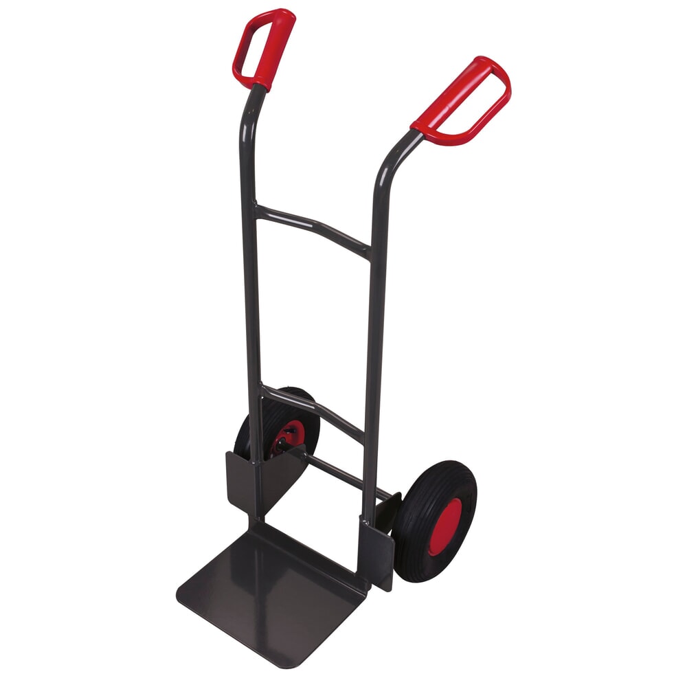 Product afbeelding: VARIOfit® steekwagen van buizenstaal, draagvermogen 200 kg, schep BxD 320 x 250 mm, luchtbanden, antracietgrijs