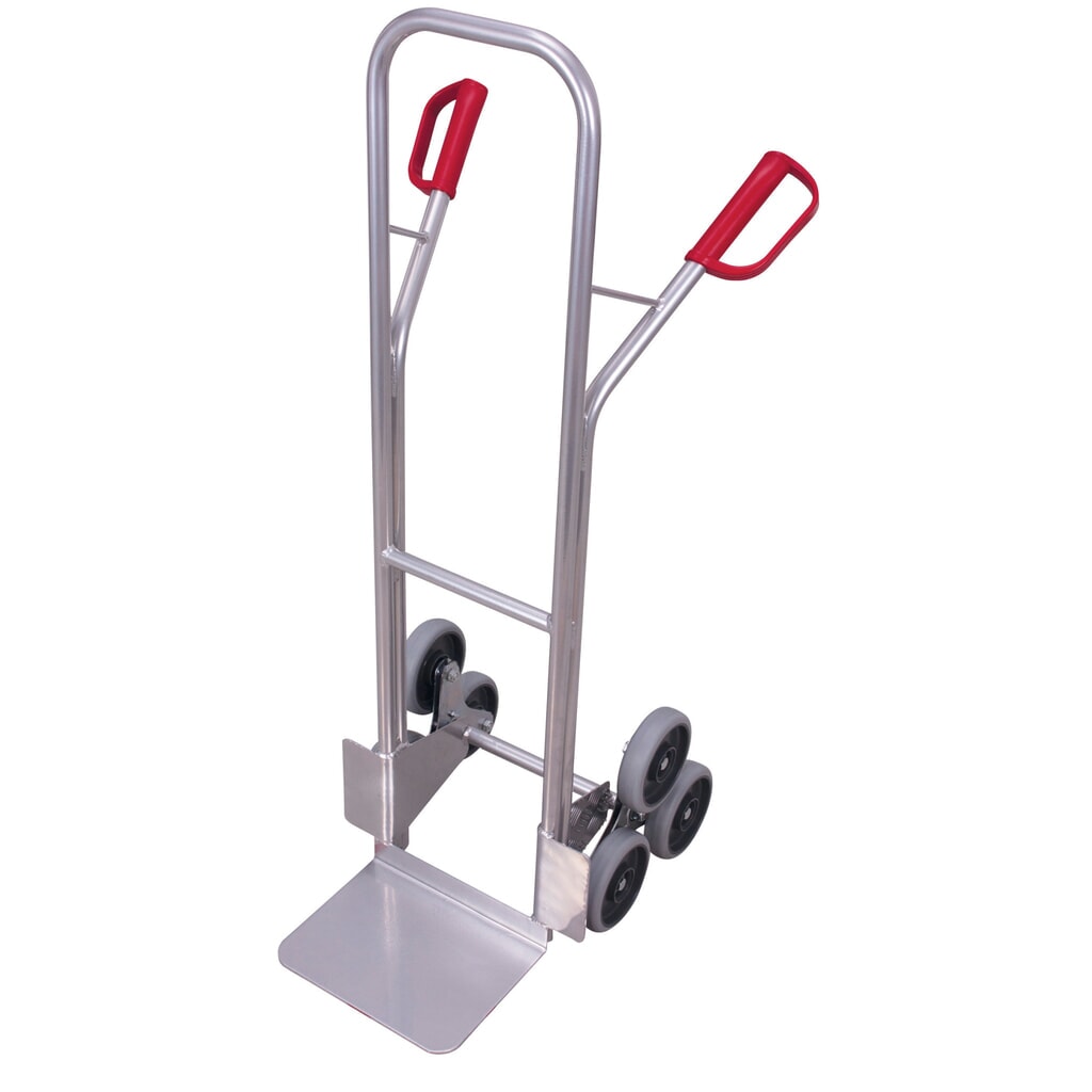 VARIOfit® trapsteekwagen van aluminium, draagvermogen 200 kg, 3-armige wielster, schep BxD 320 x 245 mm, thermoplastische banden Product afbeelding: VARIOfit® trapsteekwagen van aluminium, draagvermogen 200 kg, 3-armige wielster, schep BxD 320 x 245 mm, thermoplastische banden