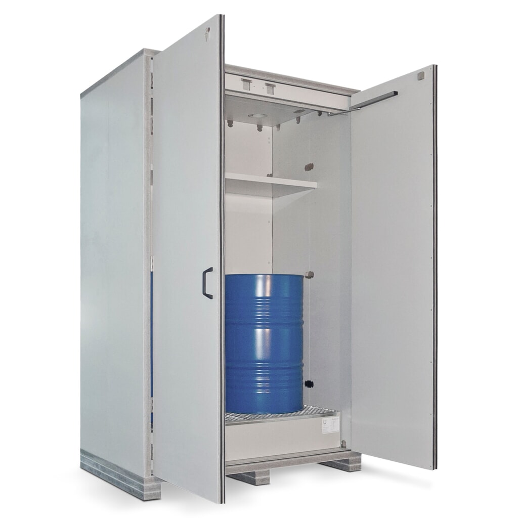 PRIORIT milieukast FBX90, voor 2 x 200 liter vaten, hxbxd 2.622 x 1.500 x 1.000 mm Product afbeelding: PRIORIT milieukast FBX90, voor 2 x 200 liter vaten, hxbxd 2.622 x 1.500 x 1.000 mm