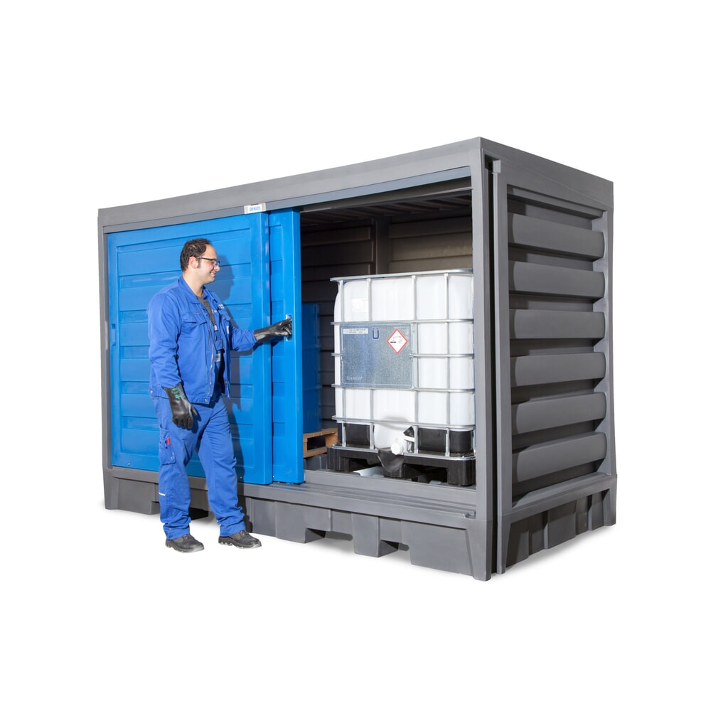 Vatendepot van PE, hxbxd 2.170 x 3.200 x 1.740 mm, 2x IBC of 8x 200 l Productafbeelding nr. 10: Vatendepot van PE, hxbxd 2.170 x 3.200 x 1.740 mm, 2x IBC of 8x 200 l