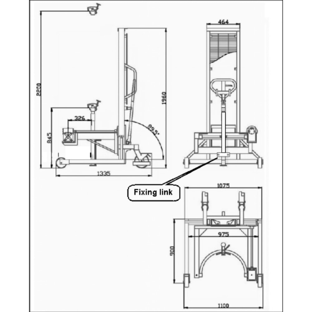 Productafbeelding nr. 3: Vatendraaier 180°, cap. 350 kg, disselheffing, hefhoogte 0-1.300 mm