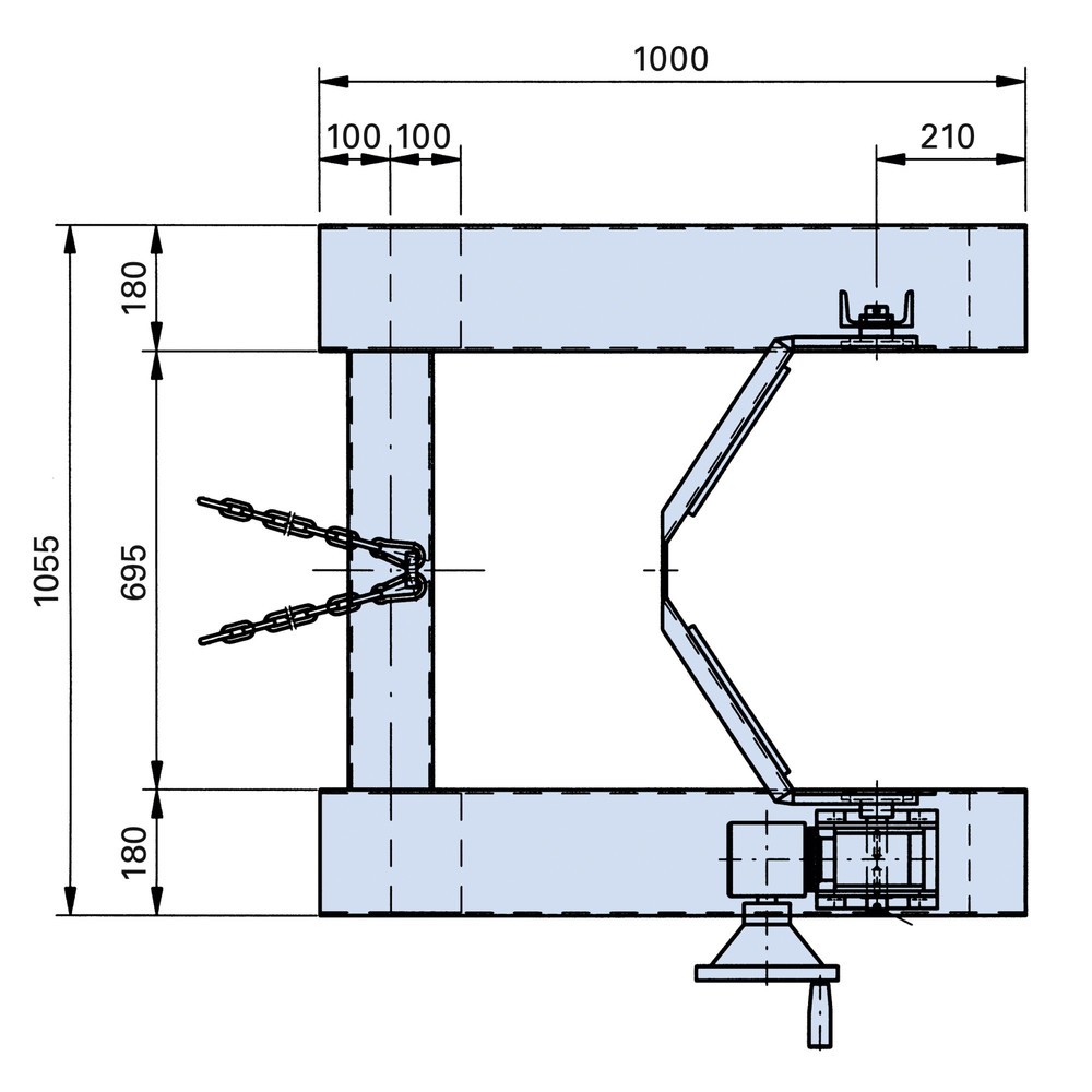 Productafbeelding nr. 2: Vatendraaier SV, vatdiameter 380-600 mm, afstand tussen de vorksleuven 695 mm