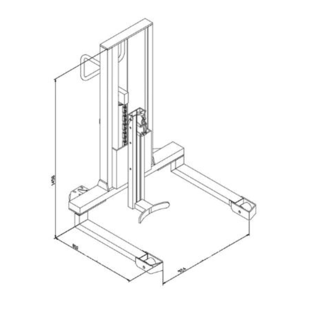 Productafbeelding nr. 2: Vatenlifter met voetpedaalheffing, frontopname, hefhoogte 750 mm, cap. 350 kg, RAL 3020 verkeersrood