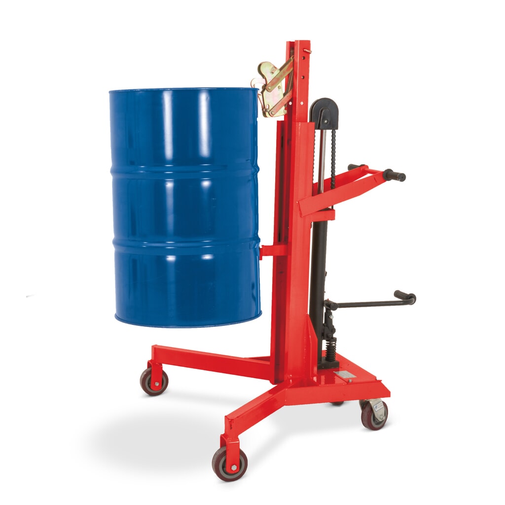 Vatenlifter met voetpedaalheffing, hoekopname, hefhoogte 500 mm, cap. 450 kg, RAL 3020 verkeersrood Productafbeelding nr. 1: Vatenlifter met voetpedaalheffing, hoekopname, hefhoogte 500 mm, cap. 450 kg, RAL 3020 verkeersrood