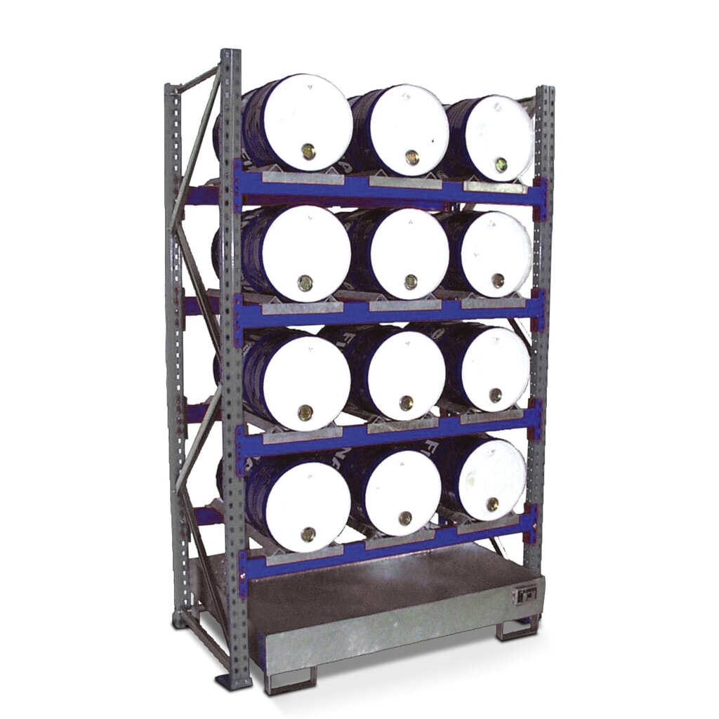 Product afbeelding: Vatenrek incl. lekbak, BV, 4 niveaus, zonder rooster, 12x 60 l liggend