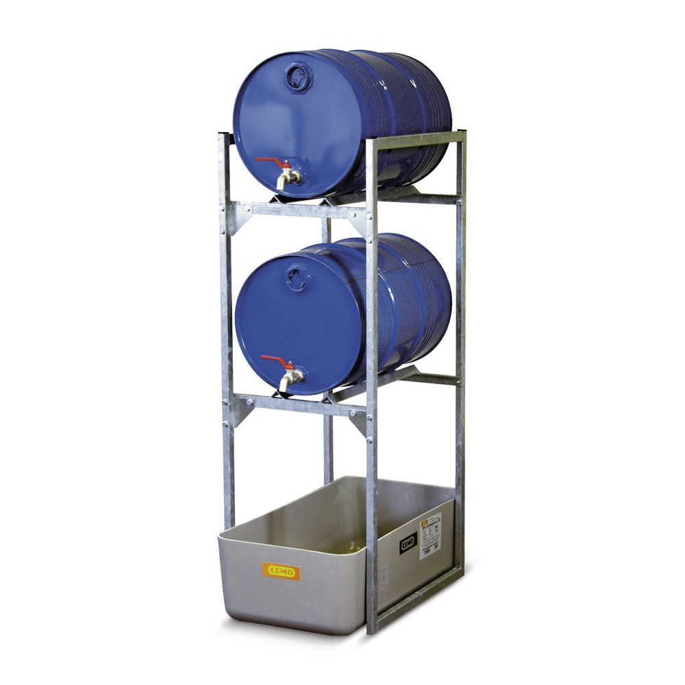 Product afbeelding: Vatenstelling CEMO voor gevaarlijke stoffen, GVK-lekbak, voor 1 vat van 60 liter, 1 rooster