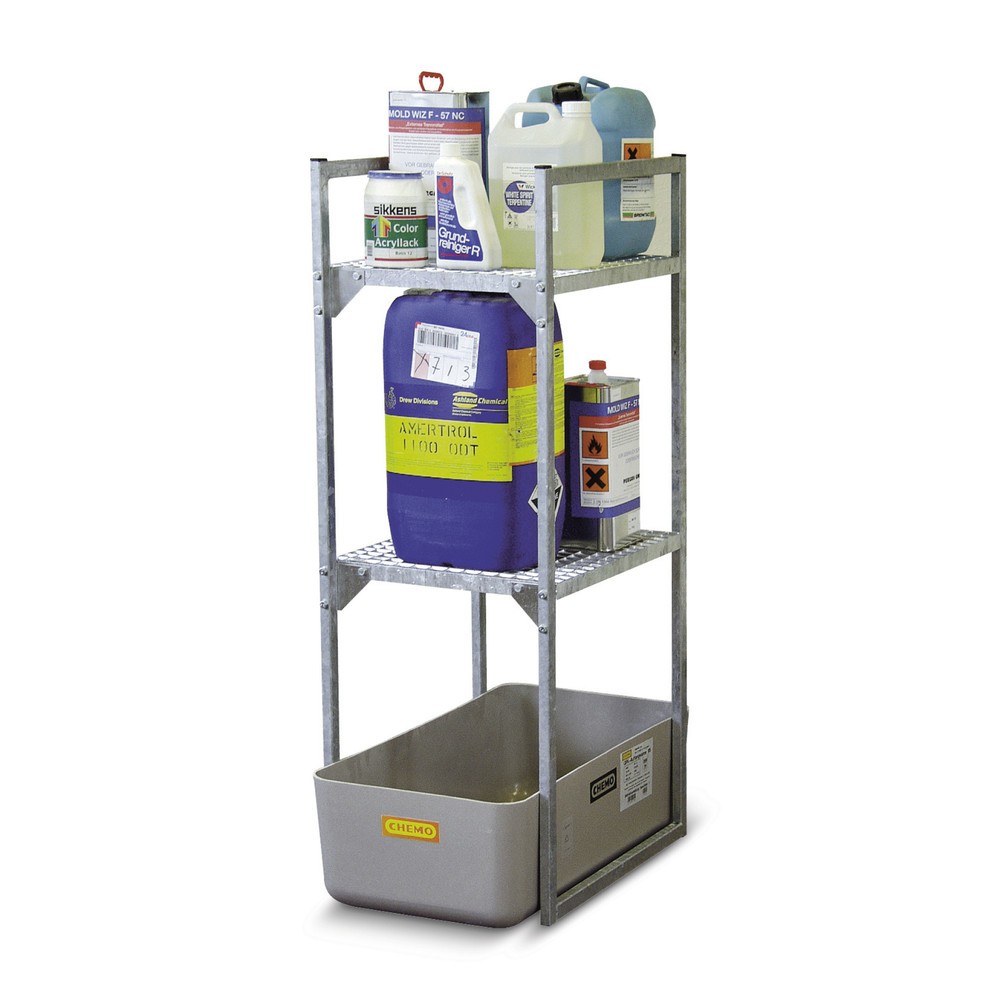 Product afbeelding: Vatenstelling CEMO voor gevaarlijke stoffen, GVK-lekbak, 2 roosters