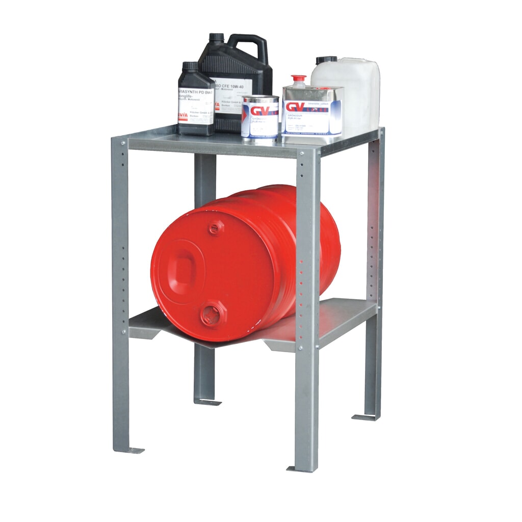 Vatenstelling voor lekbakken, 1 vatensteun 60 l, 1 legbord Product afbeelding: Vatenstelling voor lekbakken, 1 vatensteun 60 l, 1 legbord