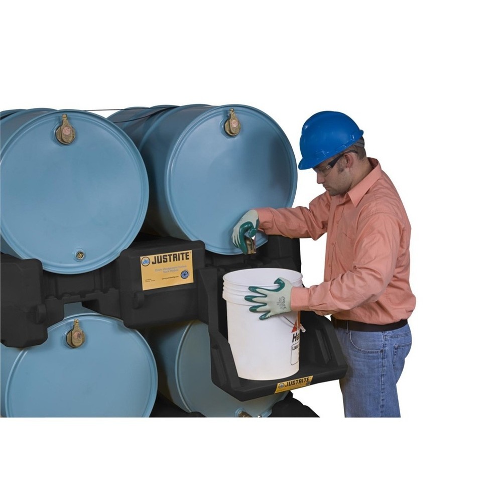 Product afbeelding: Vatensteun Justrite voor vatenhandlingsysteem, met riemen, zwart