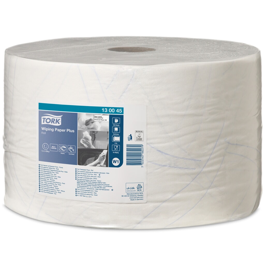 Poetsdoekjes TORK® Extra Stark, EU Ecolabel, hxb 340 x 235 mm, 1 rol, wit Product afbeelding: Poetsdoekjes TORK® Extra Stark, EU Ecolabel, hxb 340 x 235 mm, 1 rol, wit