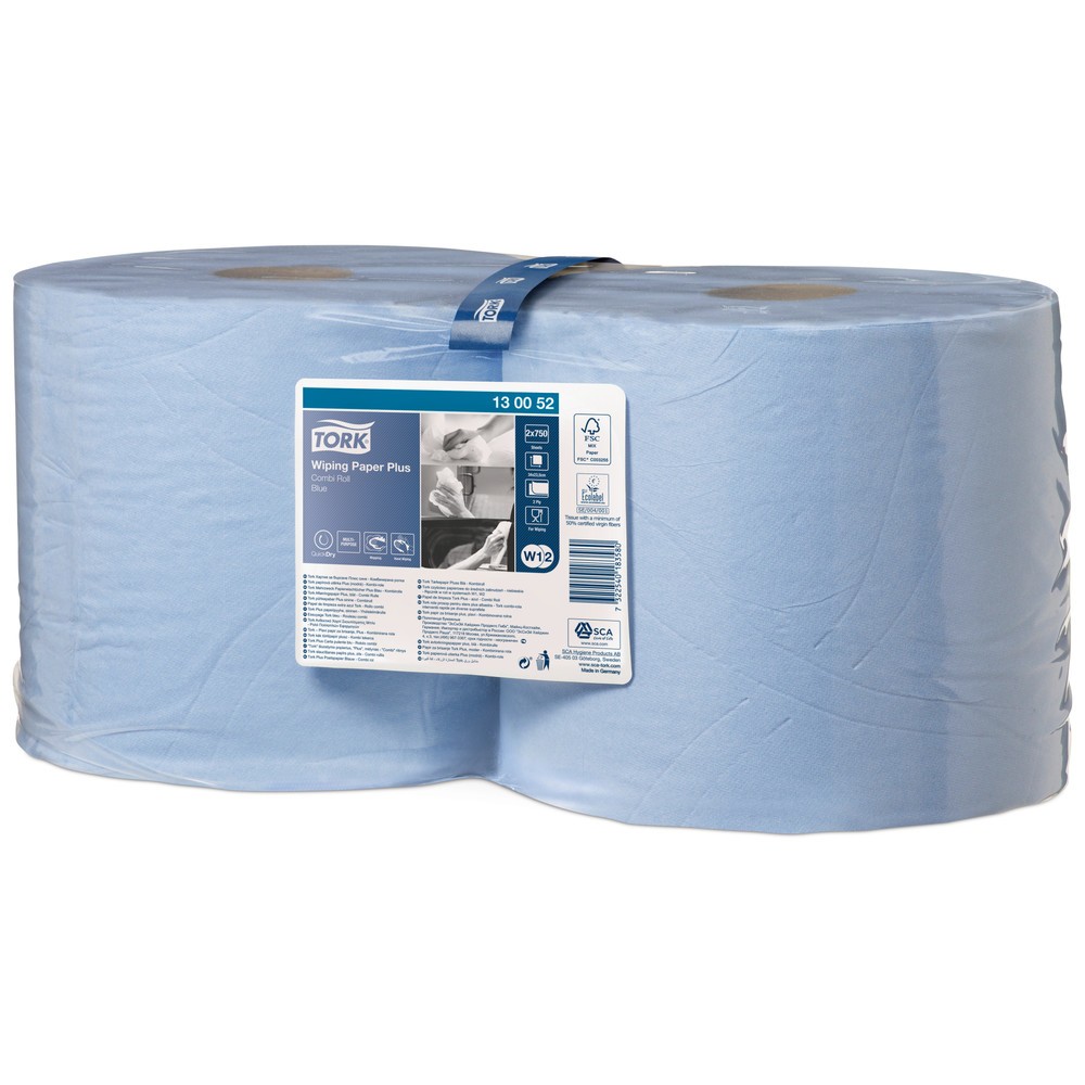 Product afbeelding: Poetsdoekjes TORK® Extra Stark, EU Ecolabel, hxb 340 x 235 mm, 2 rollen, blauw