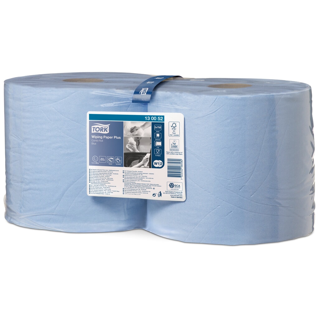 Poetsdoekjes TORK® Extra Stark, EU Ecolabel, hxb 340 x 235 mm, 2 rollen, blauw Product afbeelding: Poetsdoekjes TORK® Extra Stark, EU Ecolabel, hxb 340 x 235 mm, 2 rollen, blauw