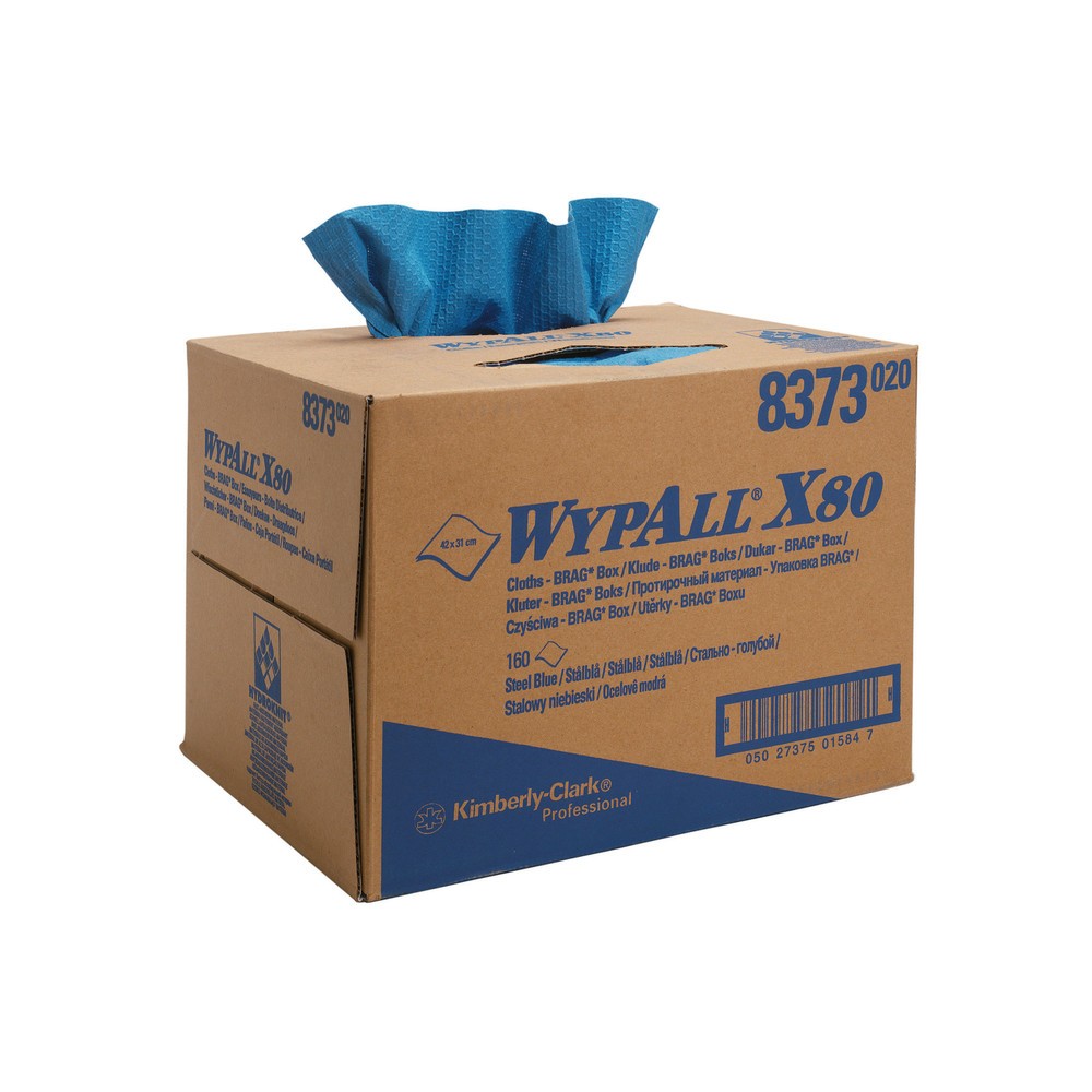 Product afbeelding: Poetsdoekjes WYPALL X80, hxb 427 x 318 mm, BRAG Box, wit