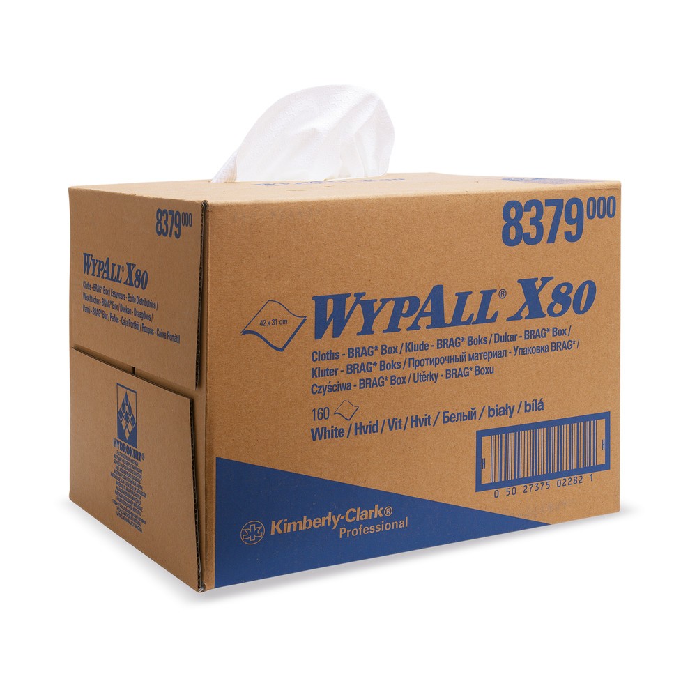 Productafbeelding nr. 2: Poetsdoekjes WYPALL X80, hxb 427 x 318 mm, BRAG Box, wit