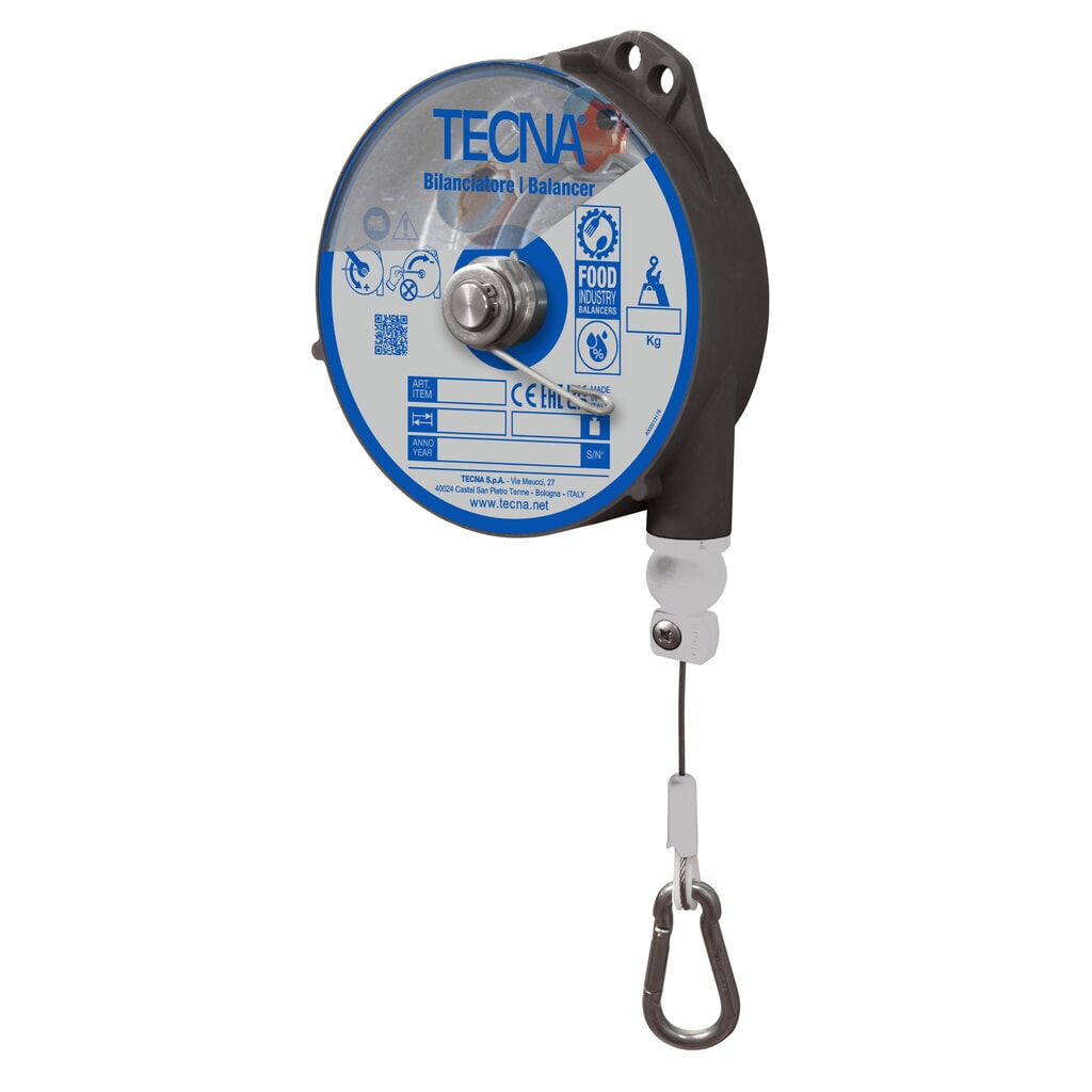 Veerbalancer Foodline, met vergrendeling, uittrek 2,5 m, draagvermogen 0,5-2 kg Product afbeelding: Veerbalancer Foodline, met vergrendeling, uittrek 2,5 m, draagvermogen 0,5-2 kg