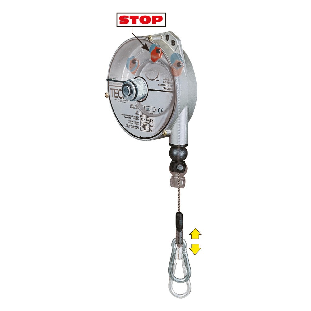 Product afbeelding: Veerbalancer, met vergrendeling, aluminium behuizing, uittrek 2,5 m, draagvermogen 2-4 kg