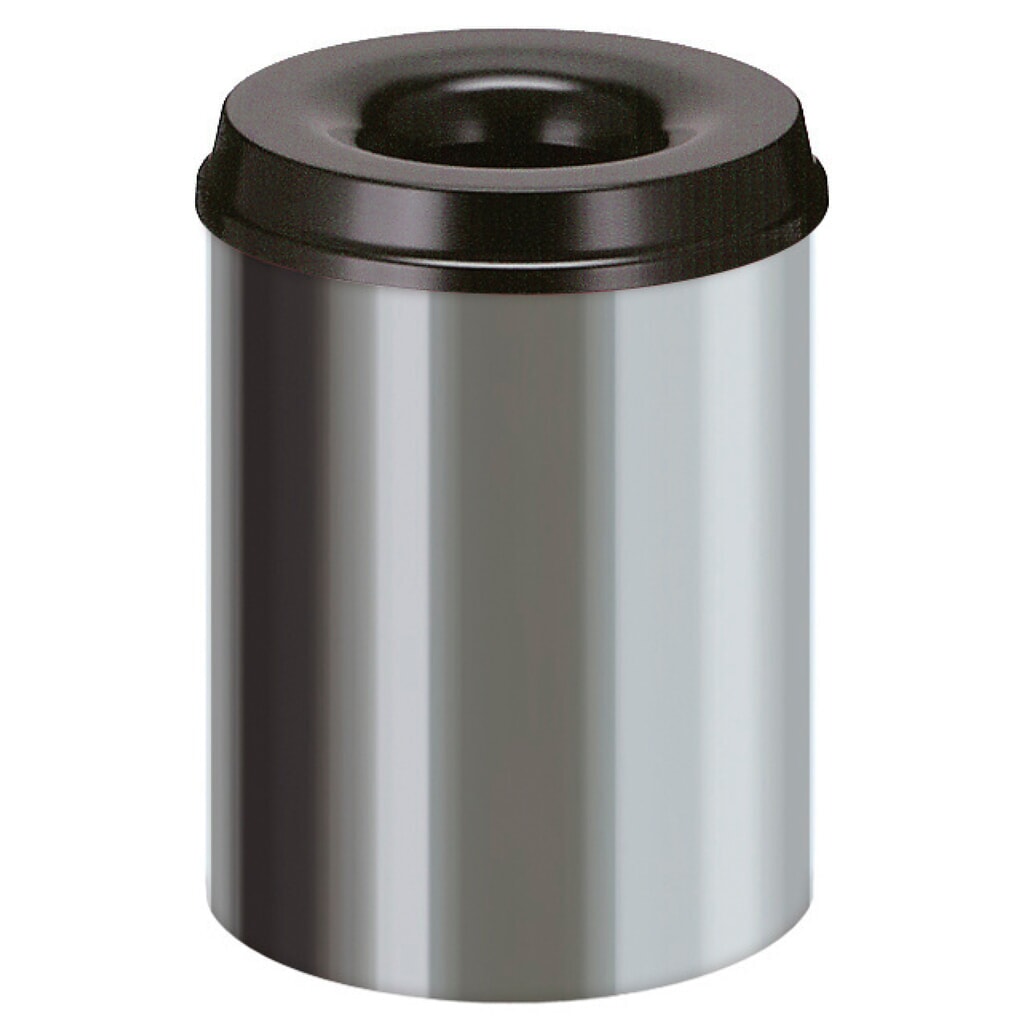 Product afbeelding: Veiligheidsafvalbak, zelfdovend, roestvrij staal, 15 liter, zwart