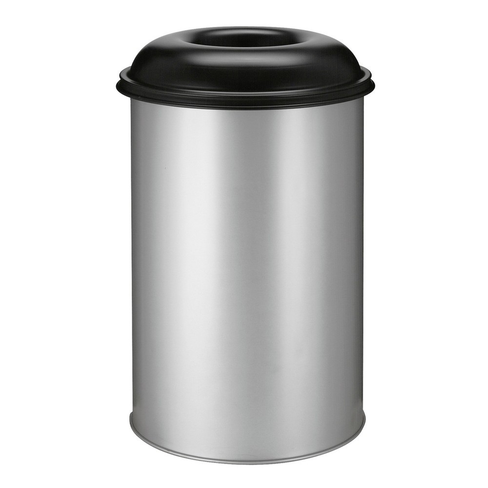 Product afbeelding: Veiligheidsafvalbak, zelfdovend, staal, 200 liter, aluminiumgrijs, zwart