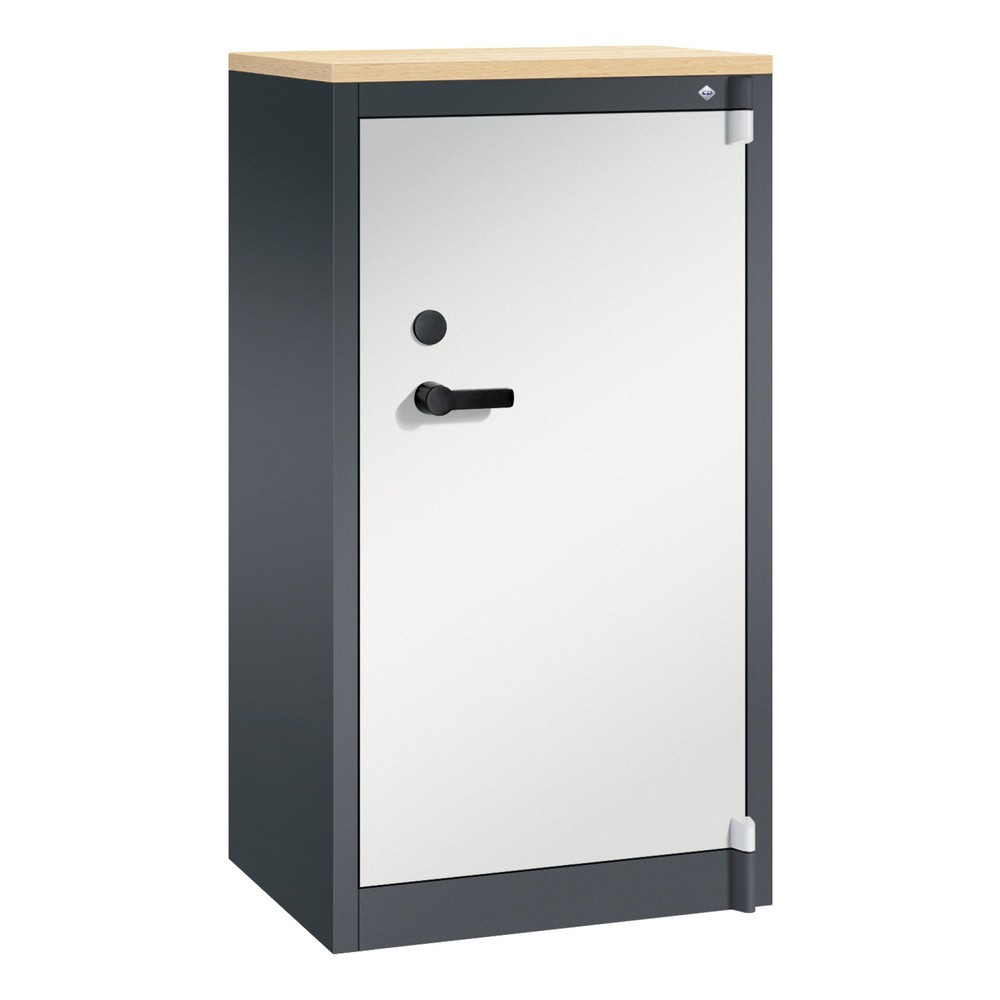 Productafbeelding nr. 1: Veiligheidsdraaideurkast C+P, 3 OH, hxbxd 1.226 x 650 x 500 mm, zwartgrijs/lichtgrijs, Esdoorn