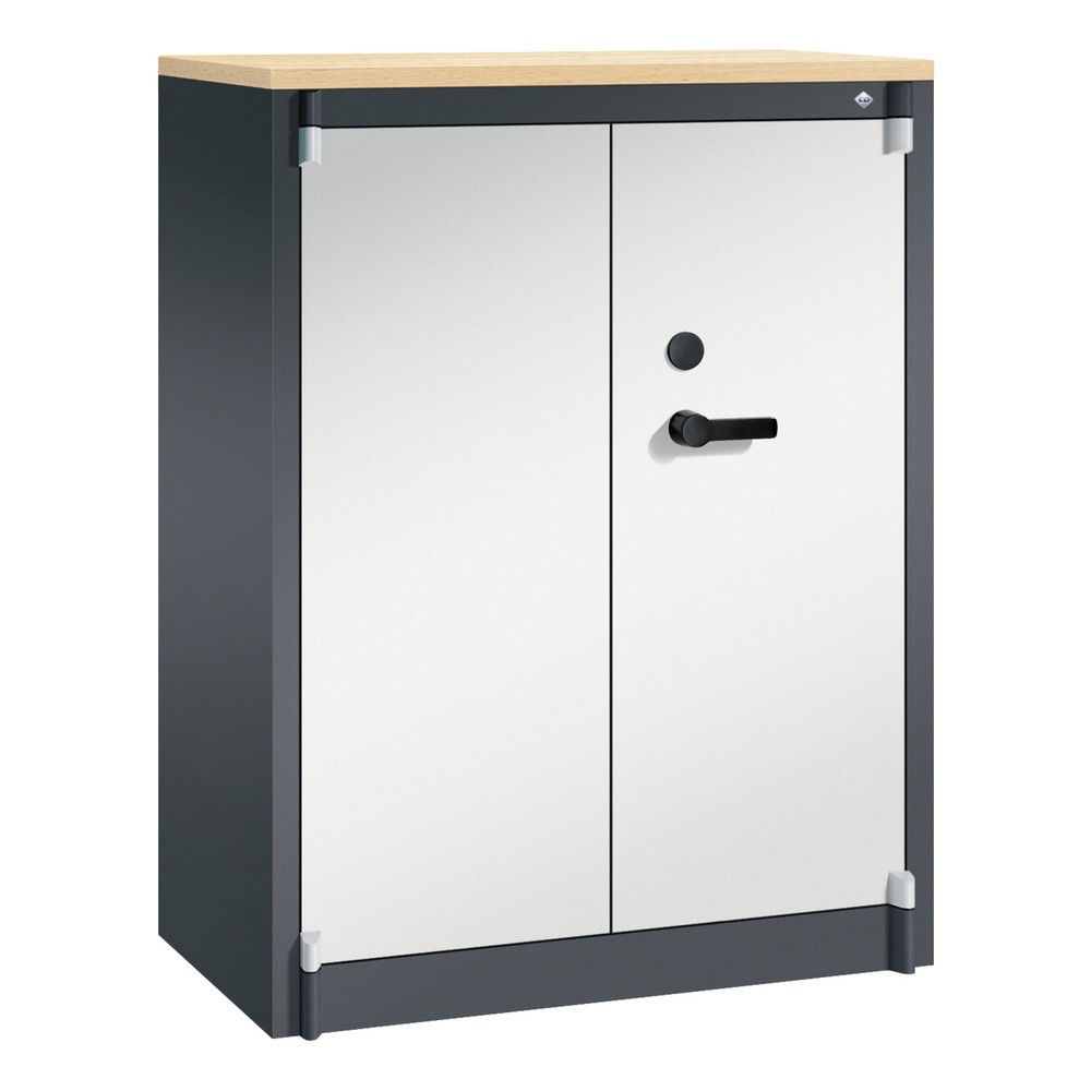 Productafbeelding nr. 1: Veiligheidsdraaideurkast C+P, 3 OH, hxbxd 1.226 x 930 x 500 mm, zwartgrijs/lichtgrijs, Esdoorn