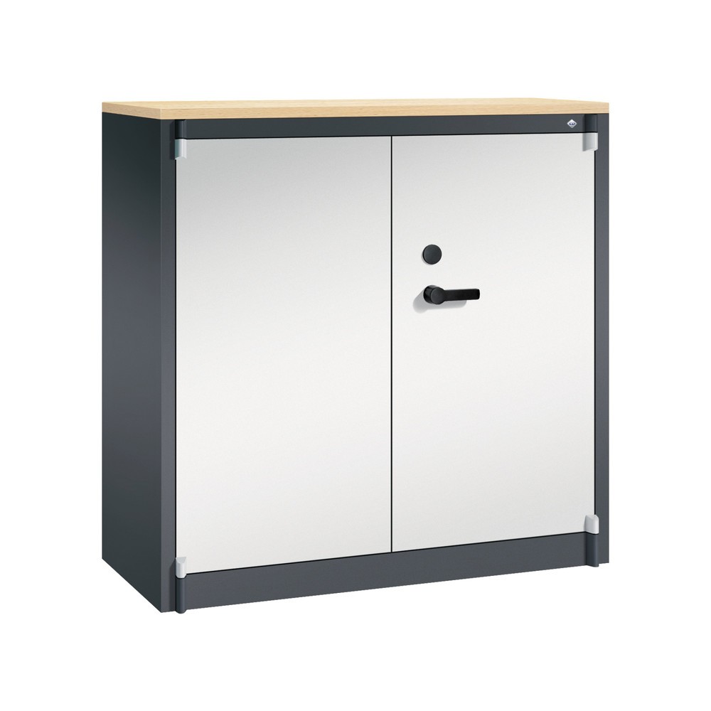 Productafbeelding nr. 1: Veiligheidsdraaideurkast C+P, 3 OH, hxbxd 1.226 x 1.200 x 500 mm, zwartgrijs/lichtgrijs, Esdoorn