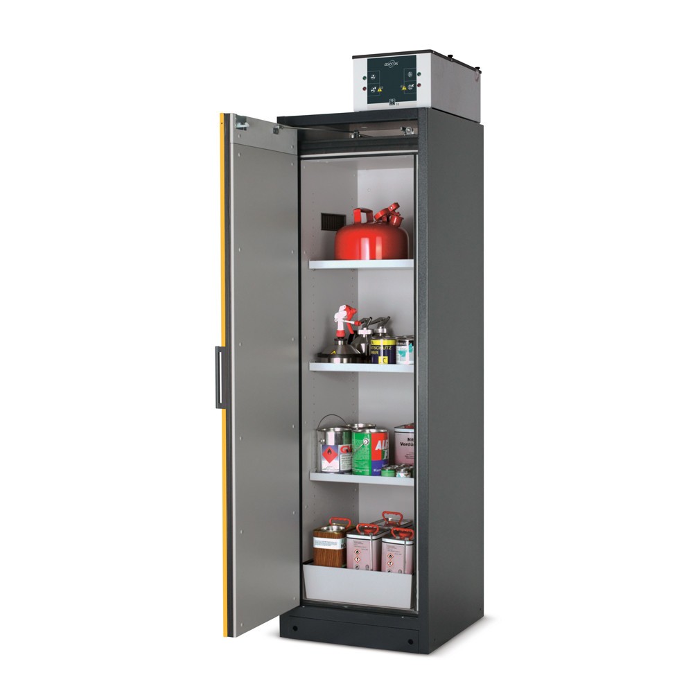Productafbeelding nr. 2: Veiligheidskast asecos® Q-PEGASUS / type 90, 4 uittrekbare lekbakken, h x b x d 1.953 x 599 x 615 mm, witaluminium