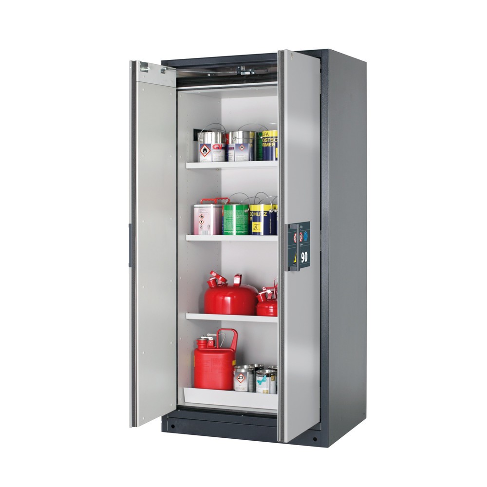 Product afbeelding: Veiligheidskast asecos® Q-PEGASUS / type 90, 3 legborden, hxbxd 1.953 x 893 x 615 mm, witaluminium