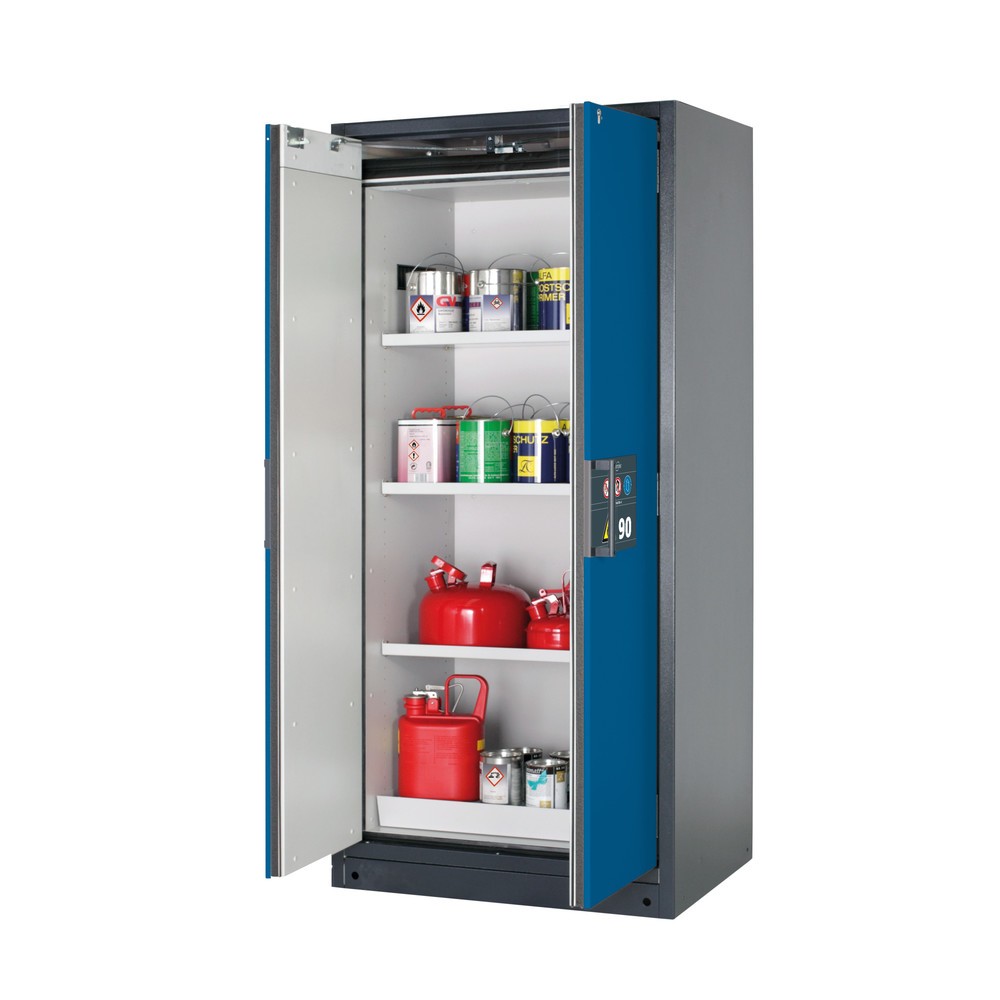 Product afbeelding: Veiligheidskast asecos® Q-PEGASUS / type 90, 3 legborden, hxbxd 1.953 x 893 x 615 mm, gentiaanblauw