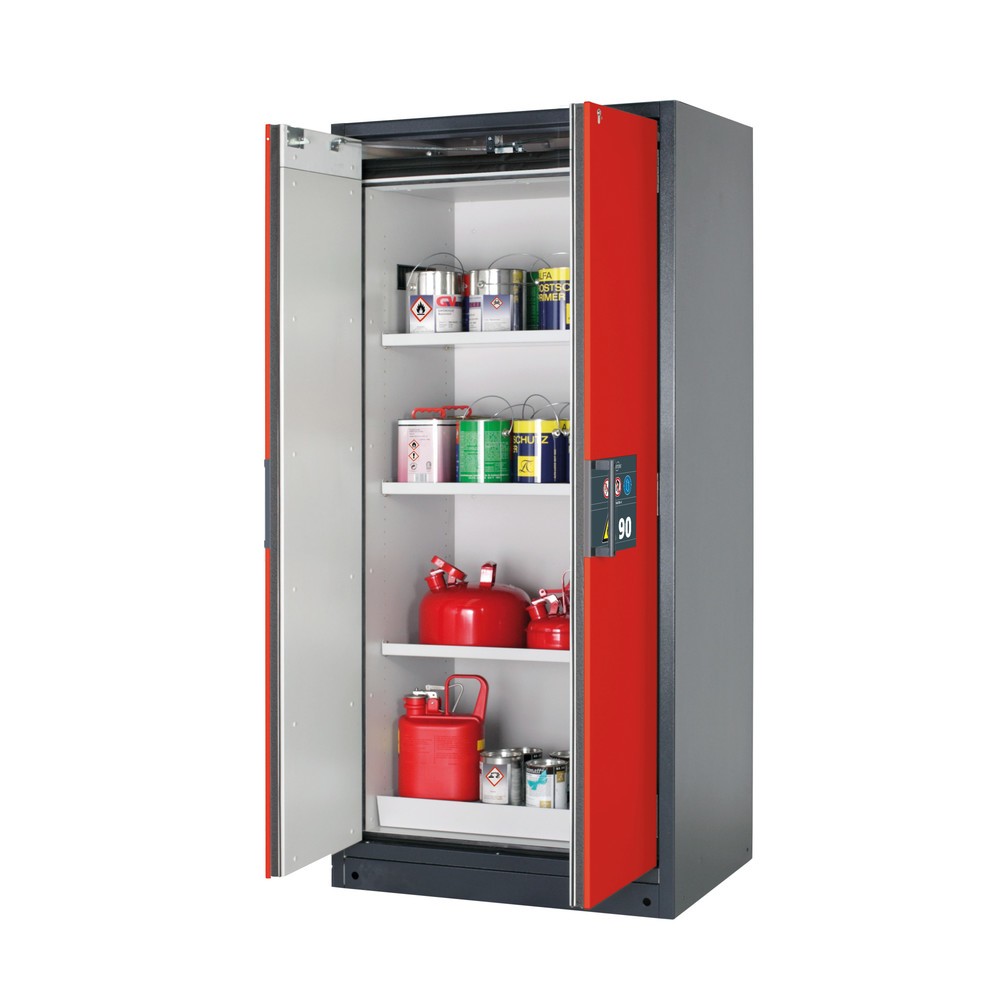 Product afbeelding: Veiligheidskast asecos® Q-PEGASUS / type 90, 3 legborden, hxbxd 1.953 x 893 x 615 mm, verkeersrood