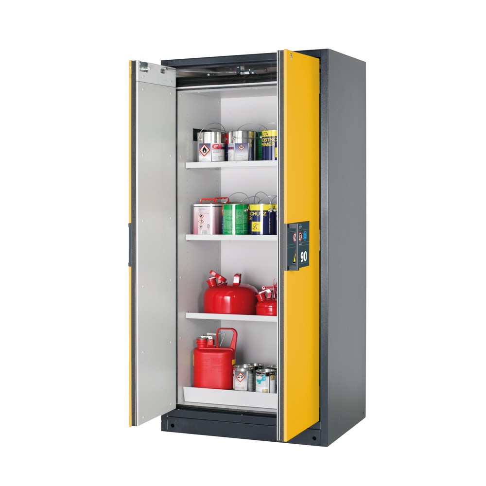 Product afbeelding: Veiligheidskast asecos® Q-PEGASUS / type 90, 3 legborden, hxbxd 1.953 x 893 x 615 mm, goudgeel