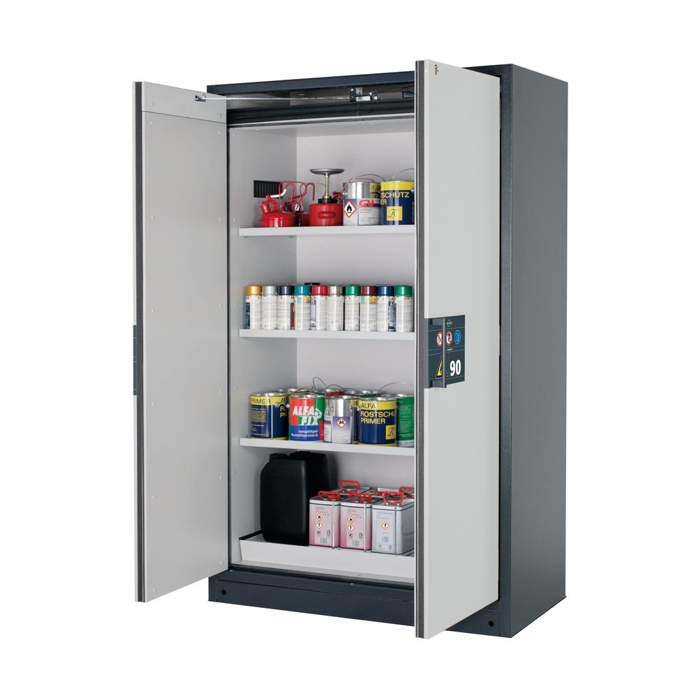 Product afbeelding: Veiligheidskast asecos® Q-PEGASUS/type 90, 3 legborden, hxbxd 1.953 x 1.193 x 615 mm, lichtgrijs