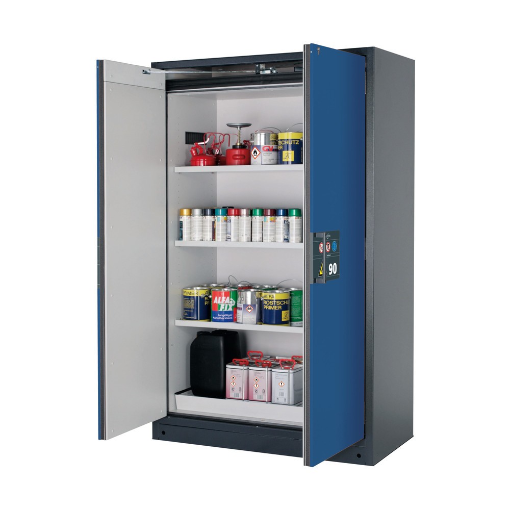 Product afbeelding: Veiligheidskast asecos® Q-PEGASUS/type 90, 3 legborden, hxbxd 1.953 x 1.193 x 615 mm, gentiaanblauw
