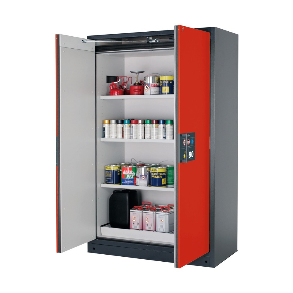 Product afbeelding: Veiligheidskast asecos® Q-PEGASUS/type 90, 3 legborden, hxbxd 1.953 x 1.193 x 615 mm, verkeersrood