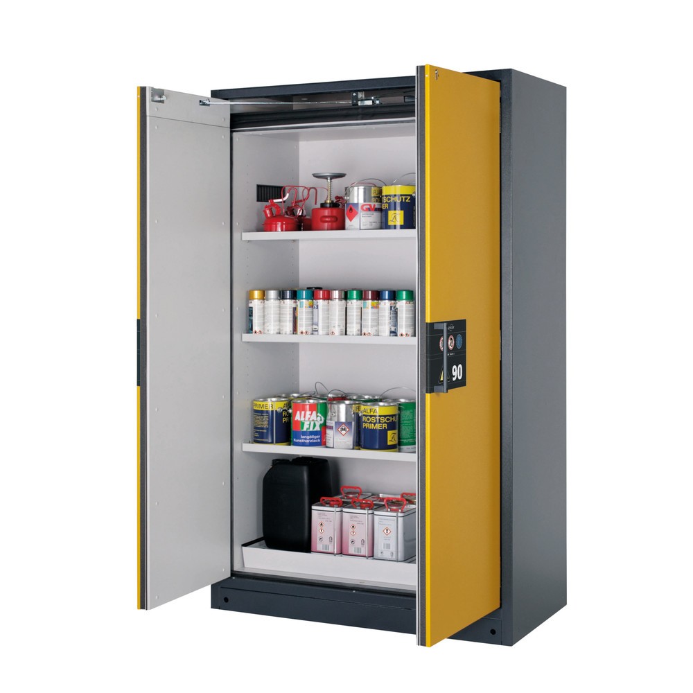 Product afbeelding: Veiligheidskast asecos® Q-PEGASUS/type 90, 3 legborden, hxbxd 1.953 x 1.193 x 615 mm, goudgeel