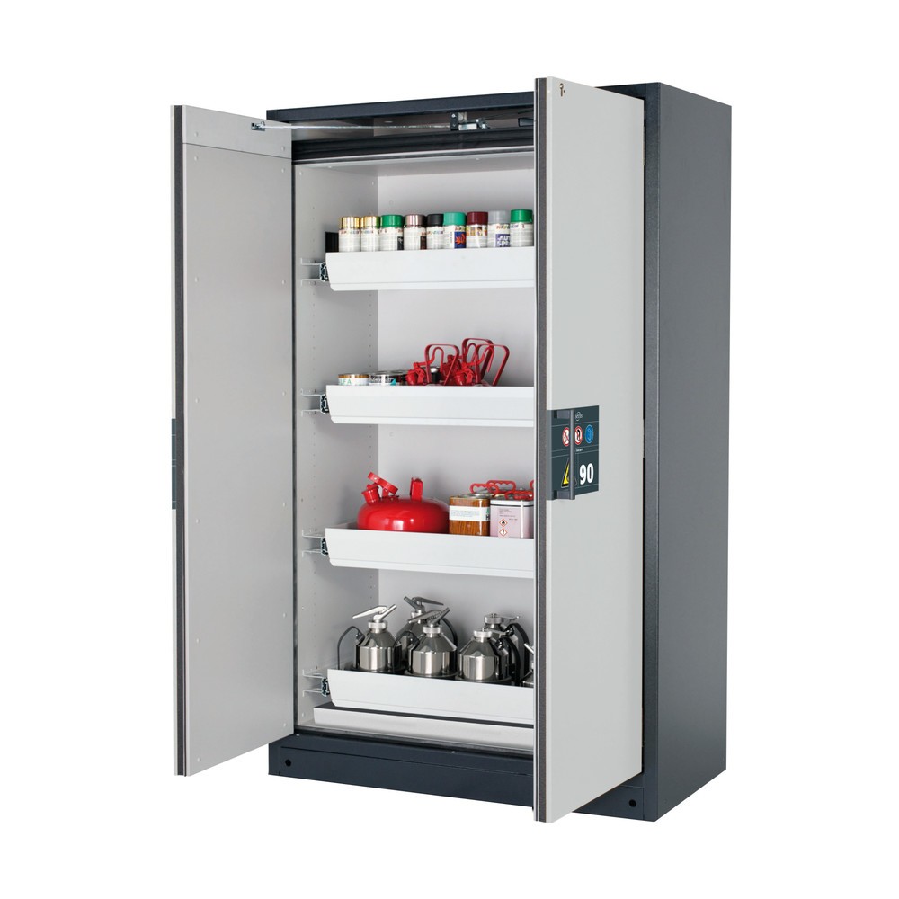 Product afbeelding: Veiligheidskast asecos® Q-PEGASUS / type 90, 4 uittrekbare lekbakken, hxbxd 1.953 x 1.193 x 615 mm, lichtgrijs