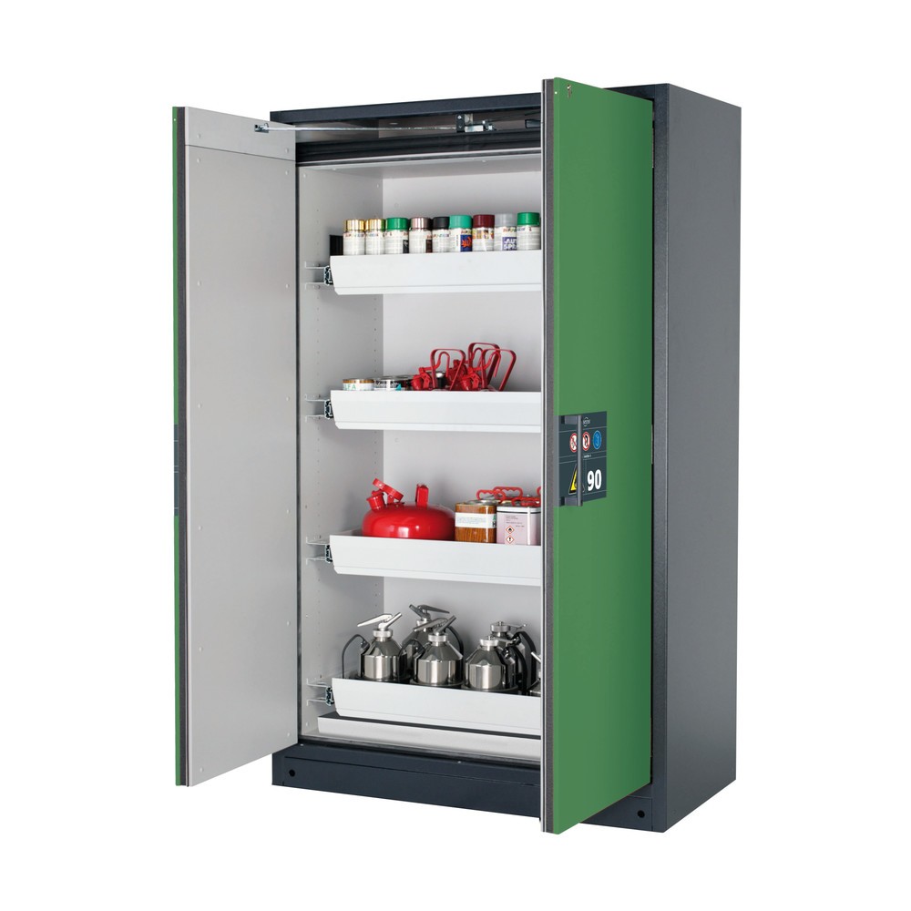 Product afbeelding: Veiligheidskast asecos® Q-PEGASUS / type 90, 4 uittrekbare lekbakken, hxbxd 1.953 x 1.193 x 615 mm, resedagroen