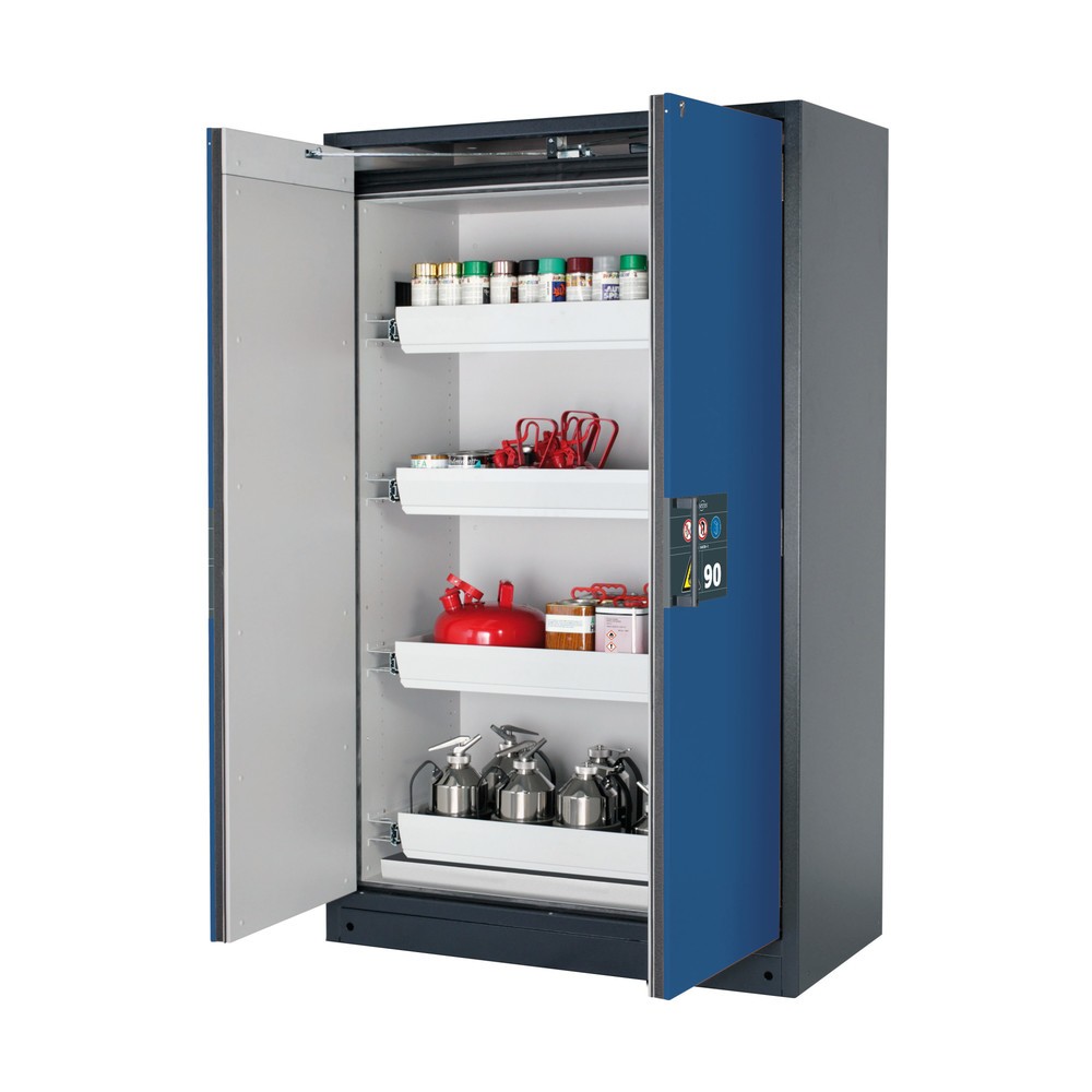 Product afbeelding: Veiligheidskast asecos® Q-PEGASUS / type 90, 4 uittrekbare lekbakken, hxbxd 1.953 x 1.193 x 615 mm, gentiaanblauw