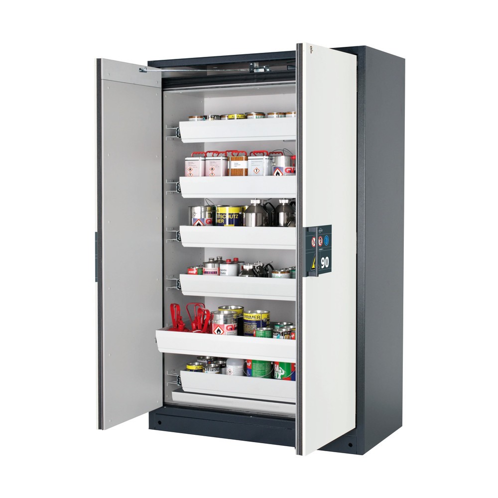 Product afbeelding: Veiligheidskast asecos® Q-PEGASUS / type 90, 6 uittrekbare lekbakken, hxbxd 1.953 x 1.193 x 615 mm, zuiver wit
