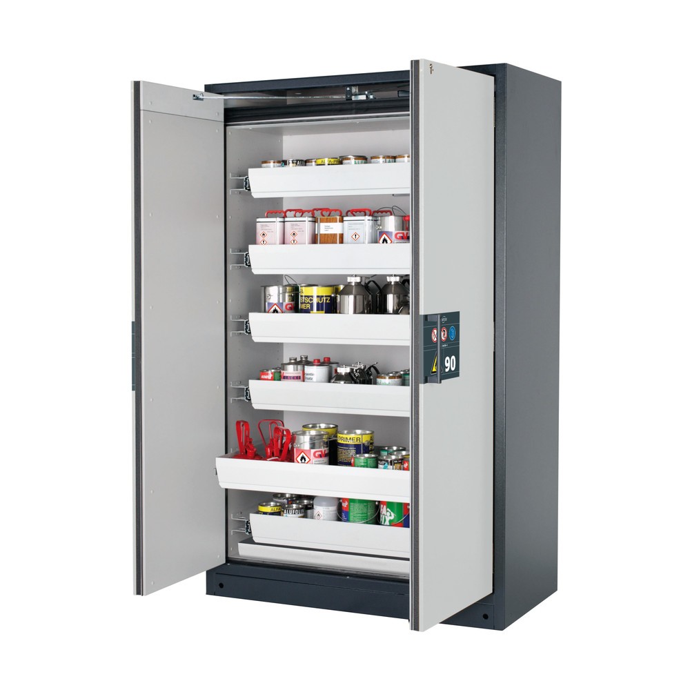 Product afbeelding: Veiligheidskast asecos® Q-PEGASUS / type 90, 6 uittrekbare lekbakken, hxbxd 1.953 x 1.193 x 615 mm, lichtgrijs
